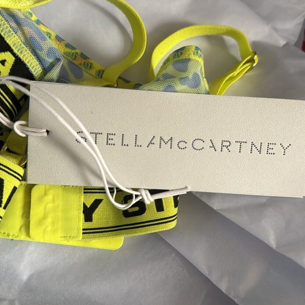 Stella McCartney Leopard print stretch mesh triangle bra lime Green - Picture 5 of 7